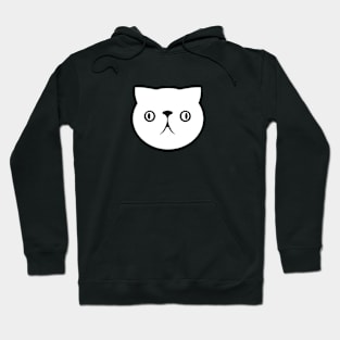 Persian cat's face. Derpy, cute chonk in white ink Hoodie